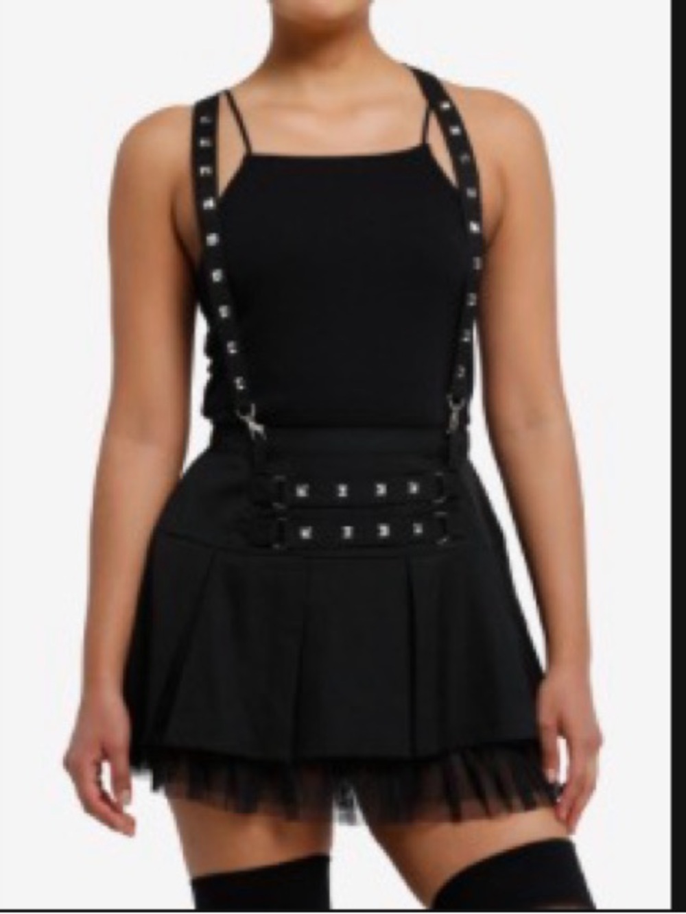 Hot Topic Social Collision Black Pleated Suspender Mini Skirt XL